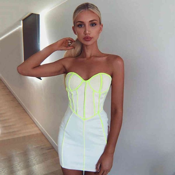 summer women white bodycon bandage mini dress strapless striped club celebrity runway party dresses vestidos 210423, Black;gray 
summer women white bodycon bandage mini dress strapless striped club celebrity runway party dresses vestidos 210423, Black;gray