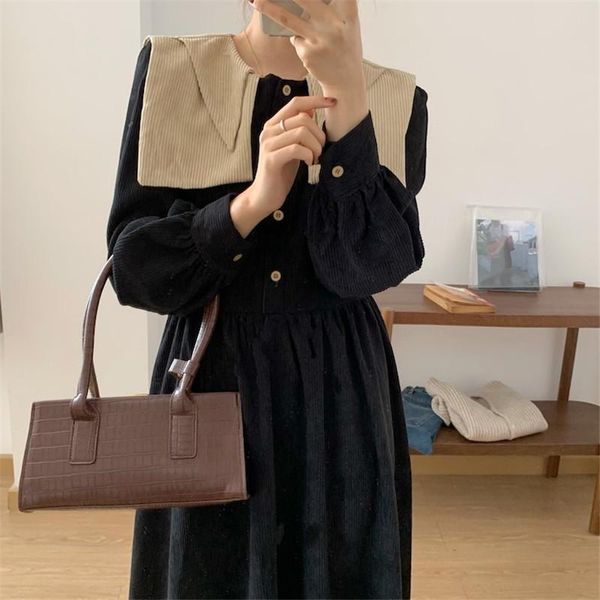 casual dresses hzirip 2021 spring autumn women vintage high waist elegant female double lapel collar long sleeve corduroy dress, Black;gray
casual dresses hzirip 2021 spring autumn women vintage high waist elegant female double lapel collar long sleeve corduroy dress, Black;gray