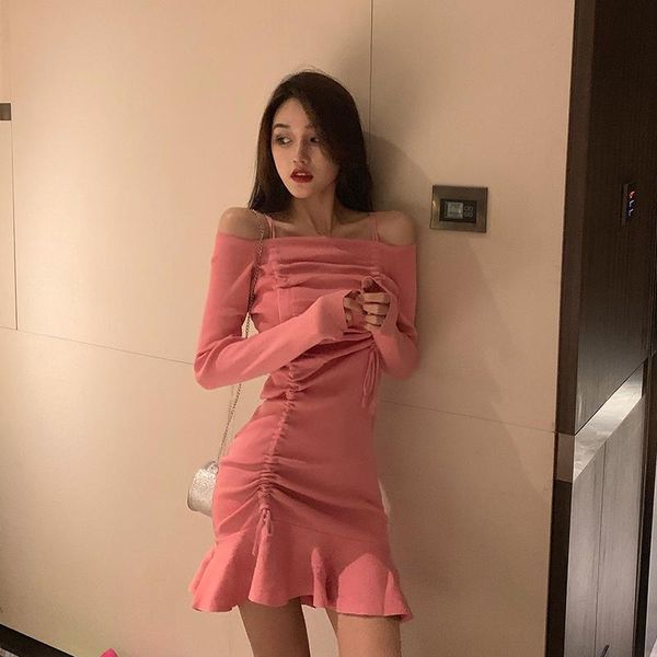 casual dresses women clothing long sleeve drawstring tie rope vestidos off shoulder party dress korean style spring fall mini-dresses, Black;gray
casual dresses women clothing long sleeve drawstring tie rope vestidos off shoulder party dress korean style spring fall mini-dresses, Black;gray
