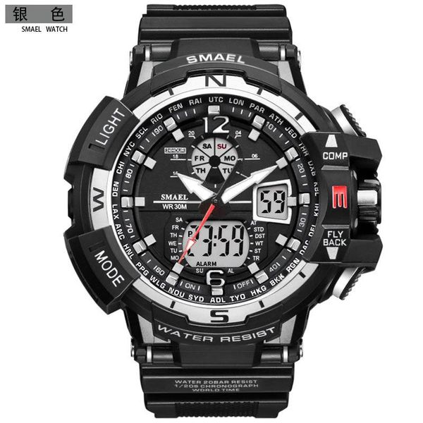wristwatches dual display cold light electronic watch waterproof multi-functional mountain climbing sports men led, Slivery;brown
wristwatches dual display cold light electronic watch waterproof multi-functional mountain climbing sports men led, Slivery;brown