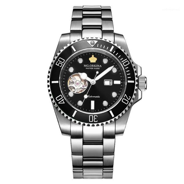 watch men's automatic mechanical hollow luminous waterproof business sports military movement wristwatches, Slivery;brown
watch men's automatic mechanical hollow luminous waterproof business sports military movement wristwatches, Slivery;brown