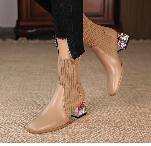 boots winter women 2021 ankle fashion all-match cow leather stitching wool square toe rhinestone decorative heel, Black
boots winter women 2021 ankle fashion all-match cow leather stitching wool square toe rhinestone decorative heel, Black