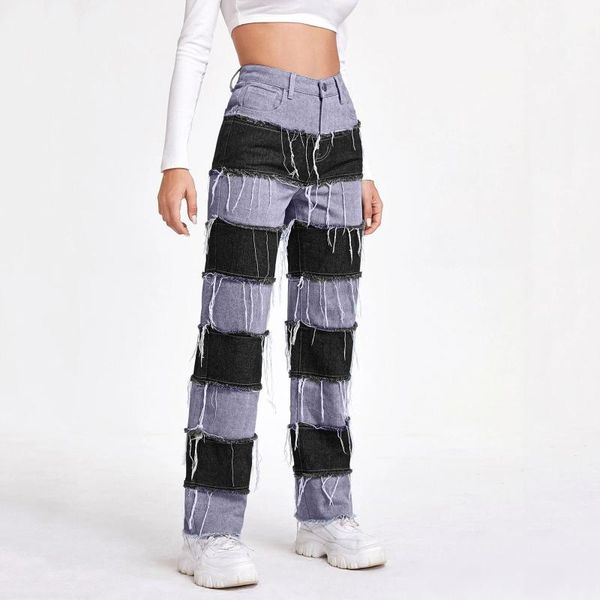 women's 2021 fashion and high street cross stripe joint pockets high-waisted slimming daily straight-leg jeans long trousers, Blue
women's 2021 fashion and high street cross stripe joint pockets high-waisted slimming daily straight-leg jeans long trousers, Blue
