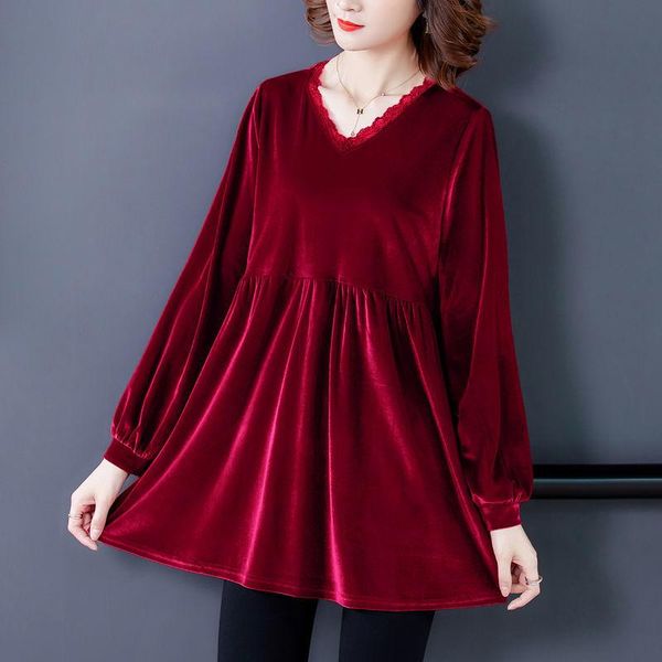 women's blouses & shirts women velvet patchwork lace v-neck shirt female long sleeve clothing blusas mujer de moda blusa plus size 5xl, White
women's blouses & shirts women velvet patchwork lace v-neck shirt female long sleeve clothing blusas mujer de moda blusa plus size 5xl, White