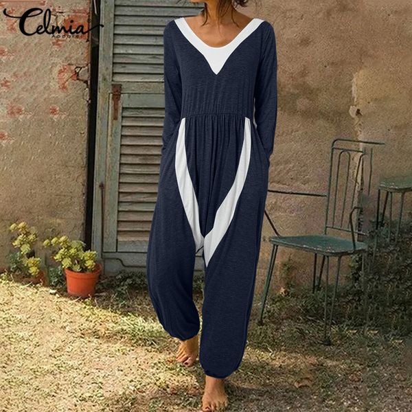 20115XL Celmia Rompers Women Sleeveless Jumpsuits V-Neck Sexy Autumn Playsuits Casual Loose Pockets Vintage Patchwork Knitted Pants, B-long sleeve navy
20115XL Celmia Rompers Women Sleeveless Jumpsuits V-Neck Sexy Autumn Playsuits Casual Loose Pockets Vintage Patchwork Knitted Pants, B-long sleeve navy