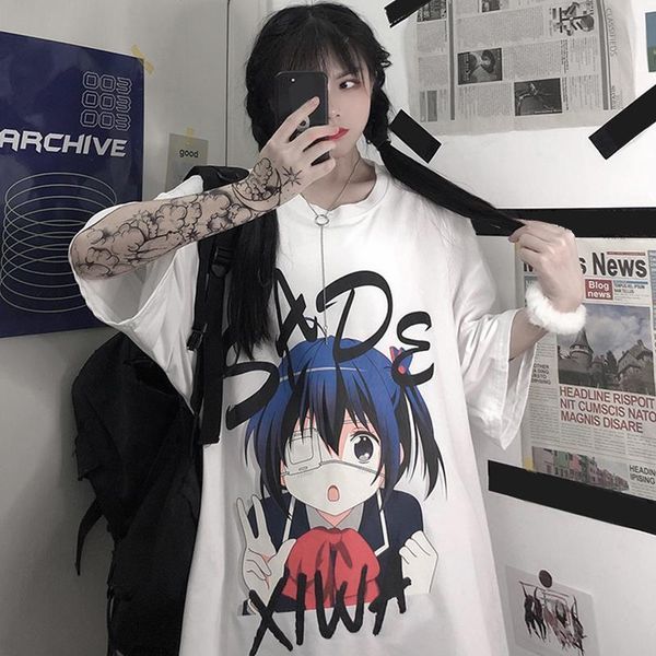 women's t-shirt summer female ins cartoon two-dimensional anime character printing loose short-sleeved tide women shirt gothic, White
women's t-shirt summer female ins cartoon two-dimensional anime character printing loose short-sleeved tide women shirt gothic, White