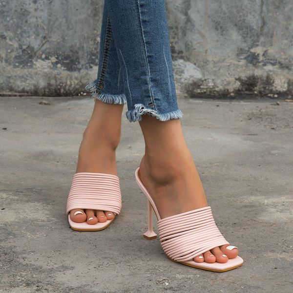 sandals summer women shoes square toe white strappy mules high heel fashion slip on slides outside slippers b6nl, Black
sandals summer women shoes square toe white strappy mules high heel fashion slip on slides outside slippers b6nl, Black