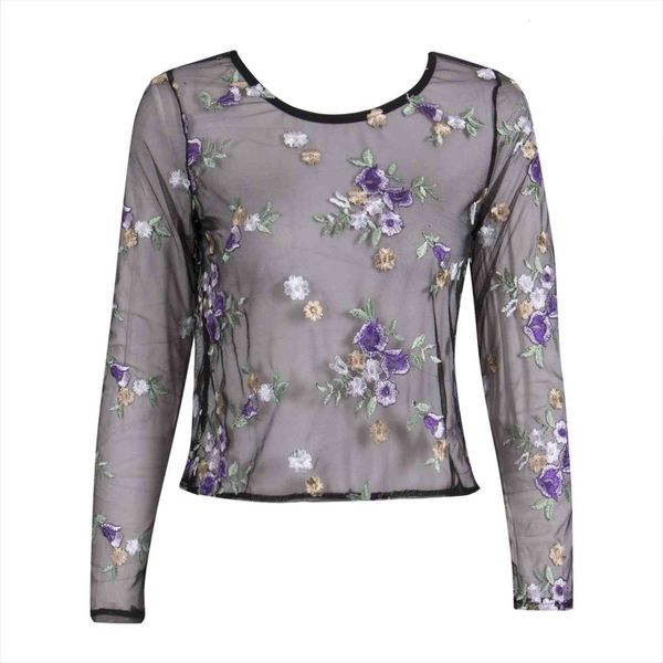 sweet flower embroidery mesh women transparent see through long sleeve female brand blusas, White
sweet flower embroidery mesh women transparent see through long sleeve female brand blusas, White