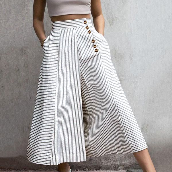 women's pants & capris 2021 fashion high waist work women retro striped trousers autumn casual buttons loose elegant party wide leg, Black;white
women's pants & capris 2021 fashion high waist work women retro striped trousers autumn casual buttons loose elegant party wide leg, Black;white