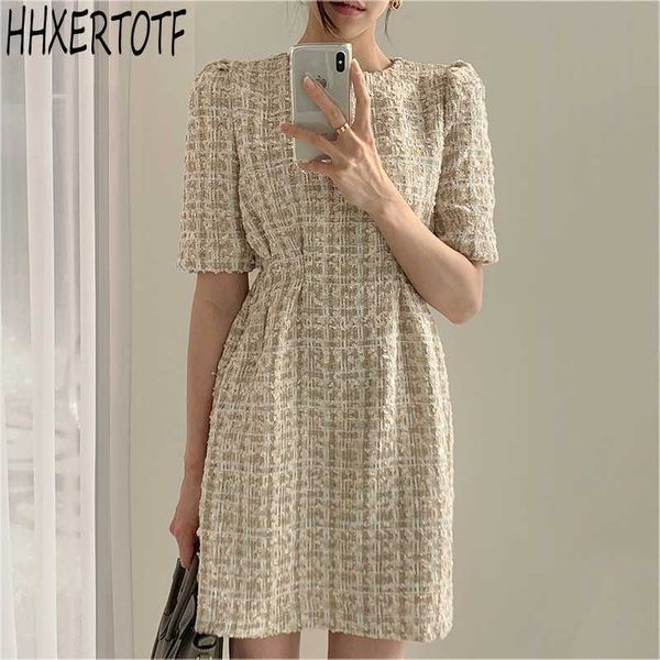 summer fashion design women chic short sleeve dress tweed plaid runway vestido 210531, Black;gray
summer fashion design women chic short sleeve dress tweed plaid runway vestido 210531, Black;gray