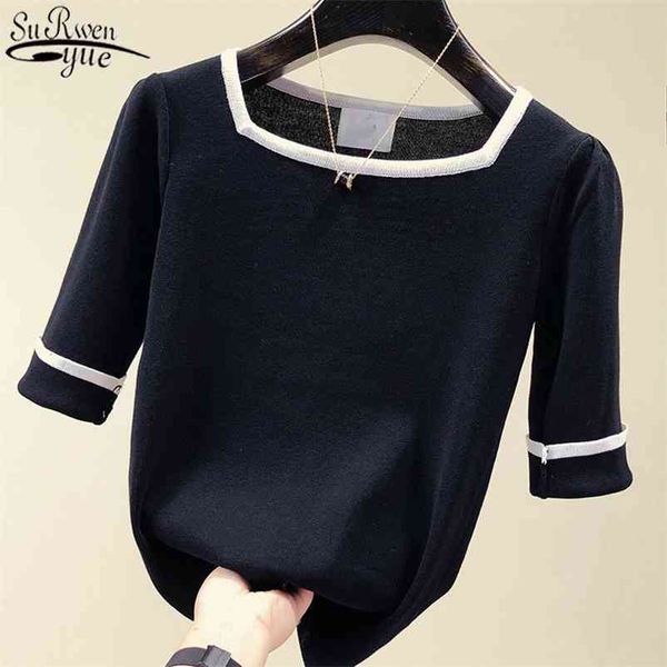 shirts woman summer fashion chic square collar women's blouse thin knitted short sleeve pullover femme 13405 210427, White
shirts woman summer fashion chic square collar women's blouse thin knitted short sleeve pullover femme 13405 210427, White