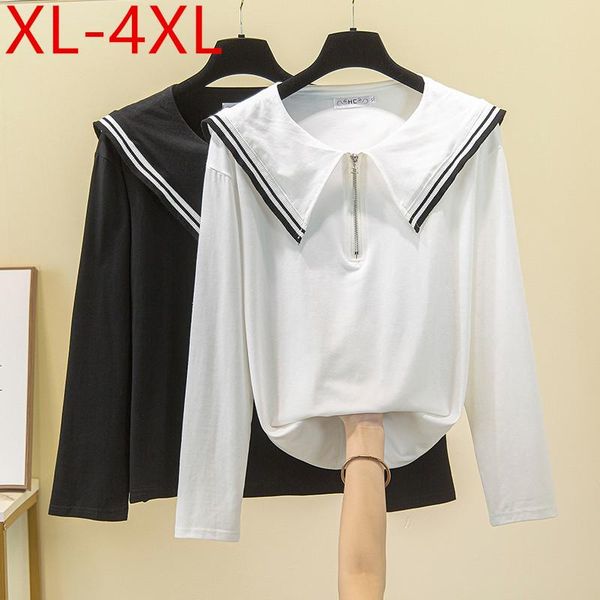 plus size t-shirt autumn women sailor collar long sleeve zipper design cotton large loose casual tees xl 2xl 3xl 4xl, Black
plus size t-shirt autumn women sailor collar long sleeve zipper design cotton large loose casual tees xl 2xl 3xl 4xl, Black