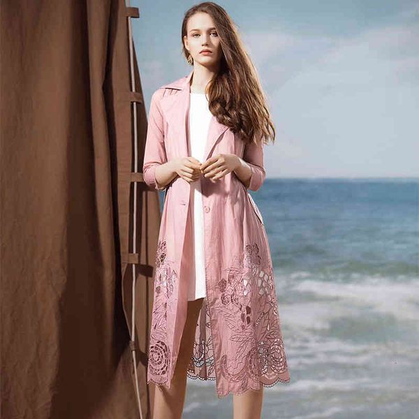 women's wool & blends leather women trench coat embroidery hollow out overcoat fashion thin and light elegant lady windbreaker outwear, Black
women's wool & blends leather women trench coat embroidery hollow out overcoat fashion thin and light elegant lady windbreaker outwear, Black