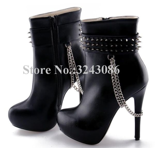 boots black leather rivets chains thin heel lady ankle fashion design female short women shoes
boots black leather rivets chains thin heel lady ankle fashion design female short women shoes