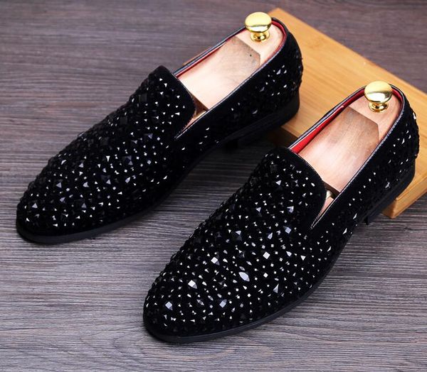 new dandelion spikes flat leather shoes rhinestone fashion mens loafers dress shoes slip on casual diamond pointed toe shoes plus size 38~44, Black
new dandelion spikes flat leather shoes rhinestone fashion mens loafers dress shoes slip on casual diamond pointed toe shoes plus size 38~44, Black