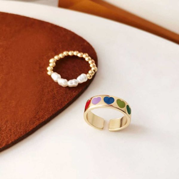 ring vintage colorful heart open simple gold silver color enamel finger jewelry simulated pearl adjustable s for women, Golden;silver
ring vintage colorful heart open simple gold silver color enamel finger jewelry simulated pearl adjustable s for women, Golden;silver