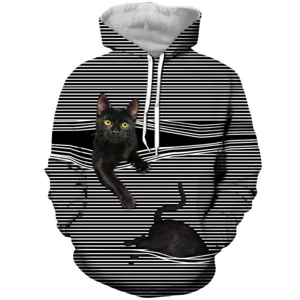 men's hoodies & sweatshirts fashion sweatshirt cute cat stripe pattern hoodie 3d printing hooded street casual zipper clothing, Black
men's hoodies & sweatshirts fashion sweatshirt cute cat stripe pattern hoodie 3d printing hooded street casual zipper clothing, Black