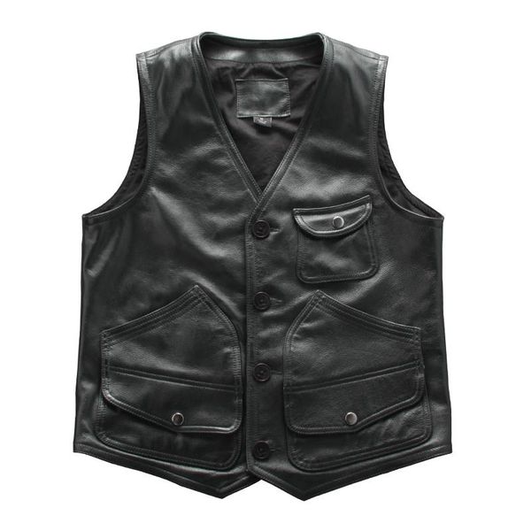 men's vests spring and autumn products genuine cowhide leather vest ami kaki slim multi-pocket motorcycle coat, Black;white
men's vests spring and autumn products genuine cowhide leather vest ami kaki slim multi-pocket motorcycle coat, Black;white