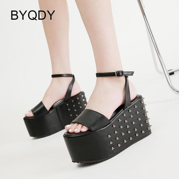 dress shoes byqdy rivets thick bottom wedges women sandals open toe super high heels for party brand designer great quality, Black
dress shoes byqdy rivets thick bottom wedges women sandals open toe super high heels for party brand designer great quality, Black