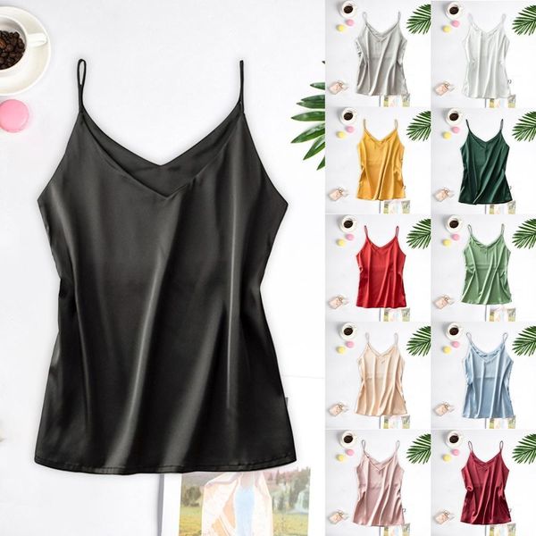 multicolor women cami womens tank for ladies summer silk camisole basic femme n3, White
multicolor women cami womens tank for ladies summer silk camisole basic femme n3, White