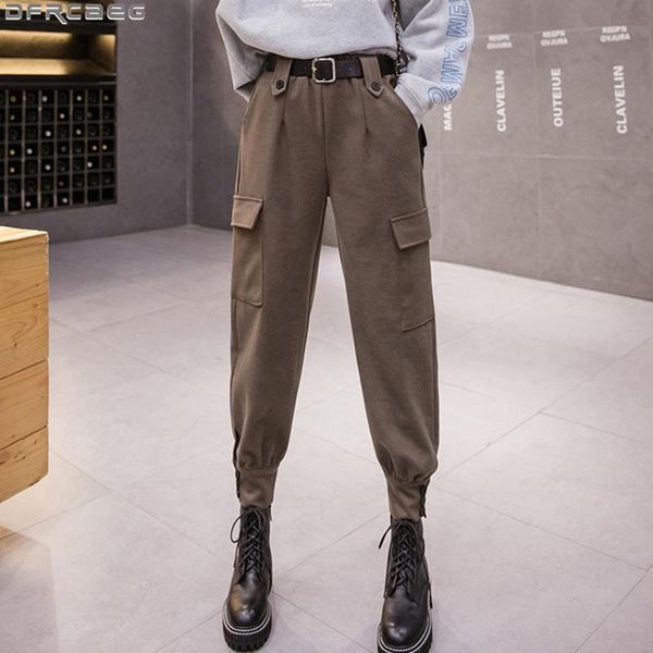 women's pants & capris 2021 streetwear cargo women harajuku winter woolen warm ladies trousers stretch high waist harem gray black khak, Black;white
women's pants & capris 2021 streetwear cargo women harajuku winter woolen warm ladies trousers stretch high waist harem gray black khak, Black;white