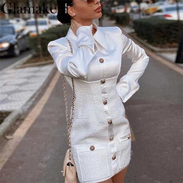 glamaker tweed plaid patchwork office dress women buttons high waist bodycon dress elegant party short spring dress 2021, Black;gray
glamaker tweed plaid patchwork office dress women buttons high waist bodycon dress elegant party short spring dress 2021, Black;gray
