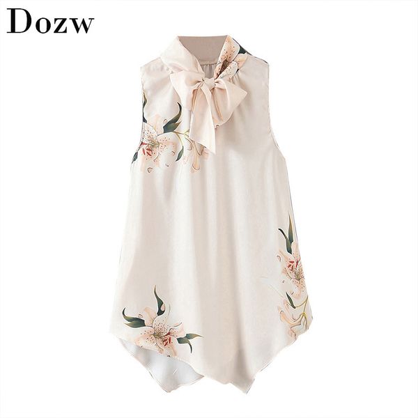vintage floral print blouse women stylish bow tie collar irregular shirt female sleeveless casual elegant blouses 210414, White
vintage floral print blouse women stylish bow tie collar irregular shirt female sleeveless casual elegant blouses 210414, White