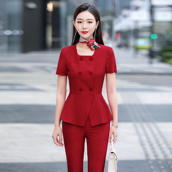 women's two piece pants izicfly summer style red slim single breasted business 2 set women work wear blazer and elegant office suit, White
women's two piece pants izicfly summer style red slim single breasted business 2 set women work wear blazer and elegant office suit, White