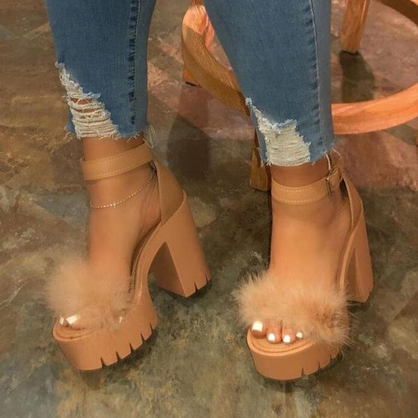 woman furry sandals high heels with fur female platform pumps women ankle strap women's wedge shoes summer 2021 drop, Black 
woman furry sandals high heels with fur female platform pumps women ankle strap women's wedge shoes summer 2021 drop, Black
