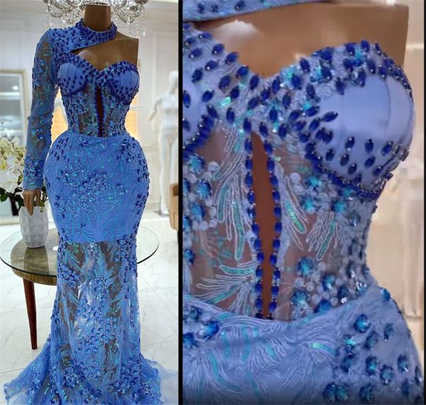 2022 plus size arabic aso ebi blue luxurious mermaid prom dresses lace beaded crystals evening formal party second reception gowns dress zj4, Black
2022 plus size arabic aso ebi blue luxurious mermaid prom dresses lace beaded crystals evening formal party second reception gowns dress zj4, Black