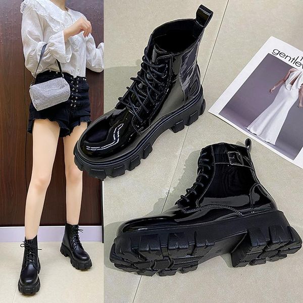 boots 2021 women's ankle flat heels lace-up winter fashion trend platform botas mujer, Black
boots 2021 women's ankle flat heels lace-up winter fashion trend platform botas mujer, Black