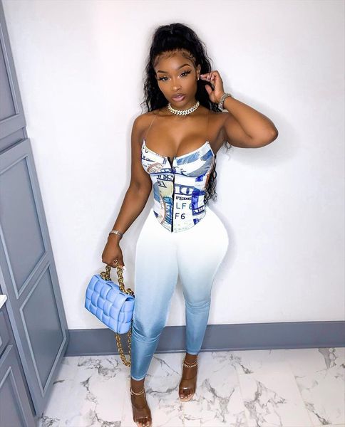 quality famous brand 2 womenpant pcs set print spaghetti strap strapless long pants summer club outfits, White
quality famous brand 2 womenpant pcs set print spaghetti strap strapless long pants summer club outfits, White