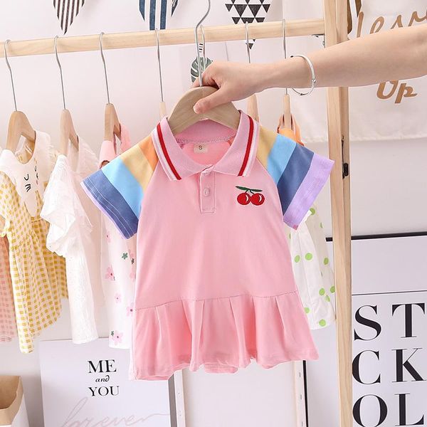 summer baby kids girls cartoon dress children rainbow cherry fashion striped bow cotton casual girl's dresses, Red;yellow
summer baby kids girls cartoon dress children rainbow cherry fashion striped bow cotton casual girl's dresses, Red;yellow