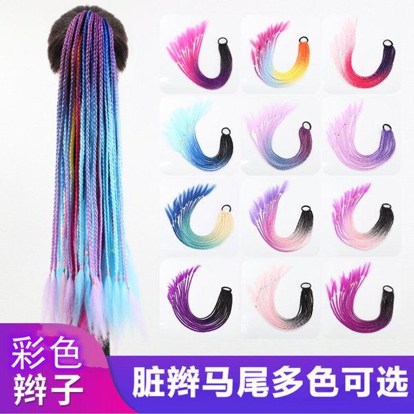 fiber wig, pigtail, ponytail, chemical bandage women's long hair, ethnic style, color, three strand ponytail, Black
fiber wig, pigtail, ponytail, chemical bandage women's long hair, ethnic style, color, three strand ponytail, Black