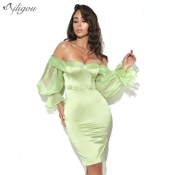 casual dresses ailigou summer women fashion off shoulder mini dress 2021 long lantern sleeve light green celebrity runway club, Black;gray 
casual dresses ailigou summer women fashion off shoulder mini dress 2021 long lantern sleeve light green celebrity runway club, Black;gray