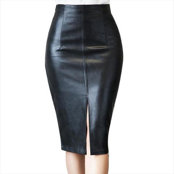 pencil pu leather midi womens skirt high waist bodycon split office knee length, Black
pencil pu leather midi womens skirt high waist bodycon split office knee length, Black