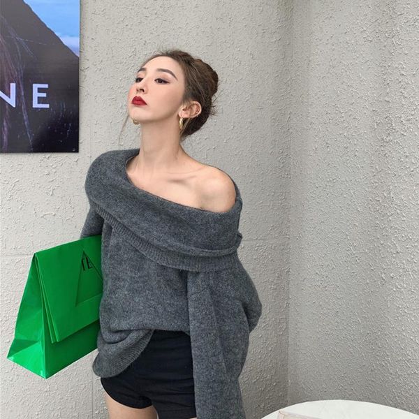 autumn winter 2021 design pullover knit thick off-the-shoulder sweater women wear loose clothes women's sweaters, White;black
autumn winter 2021 design pullover knit thick off-the-shoulder sweater women wear loose clothes women's sweaters, White;black