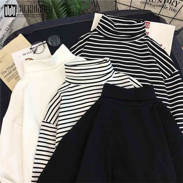 autumn fashion women causal solid loose stripe long sleeve kitted turtleneck t-shirts lady girls basic tee t shirts 210401, White
autumn fashion women causal solid loose stripe long sleeve kitted turtleneck t-shirts lady girls basic tee t shirts 210401, White