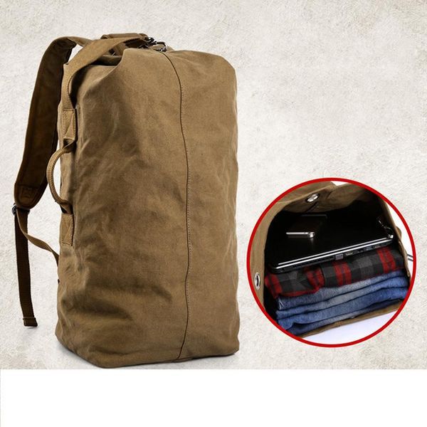 outdoor bags 14inch men sports fashion simple canvas multifunctional high-capacity mountain hiking camping backpack handbag