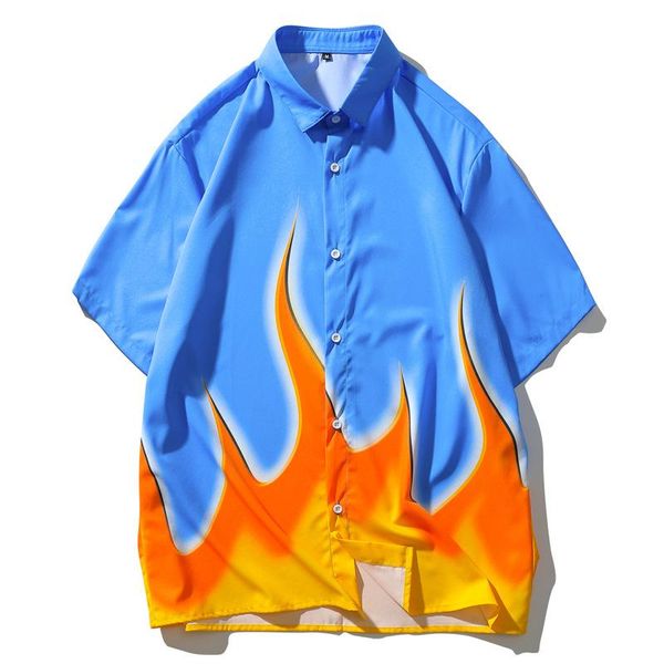 large size men shirt loose short-sleeved flame printing casual summer style european and american men's shirts, White;black
large size men shirt loose short-sleeved flame printing casual summer style european and american men's shirts, White;black