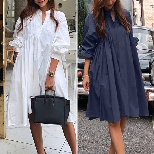 womens high waist sundress zanzea 2021 fashion puff sleeve shirt dress solid short vestidos female v neck robe femme oversized, Black;gray
womens high waist sundress zanzea 2021 fashion puff sleeve shirt dress solid short vestidos female v neck robe femme oversized, Black;gray