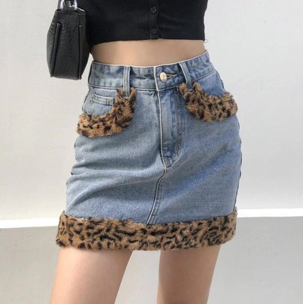 skirts patchwork furry leopard high waist jean womens 2021 spring casual fashion pokcet mini denim skirt ladies streetwear p2080, Black
skirts patchwork furry leopard high waist jean womens 2021 spring casual fashion pokcet mini denim skirt ladies streetwear p2080, Black