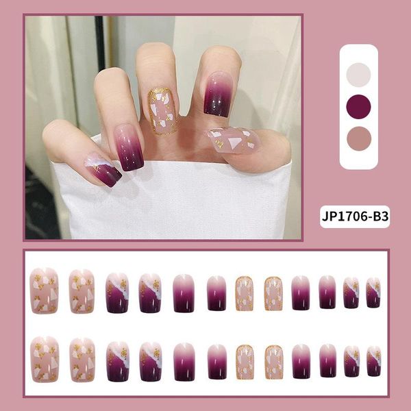 false nails 24pcs fake with glue rhinestones long purple gold leaf detachable french stick coffin press on art diy manicure tool, Red;gold
false nails 24pcs fake with glue rhinestones long purple gold leaf detachable french stick coffin press on art diy manicure tool, Red;gold