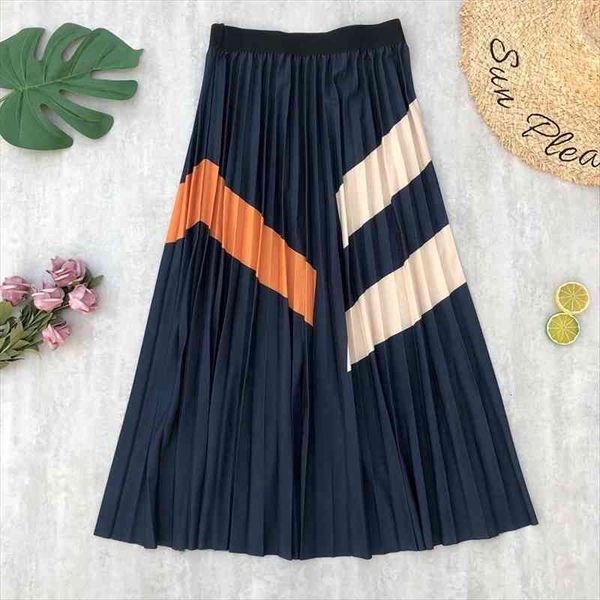 pleated striped patchwork long autumn women skirts stretched elastic high waist casual midi spodnica, Black
pleated striped patchwork long autumn women skirts stretched elastic high waist casual midi spodnica, Black