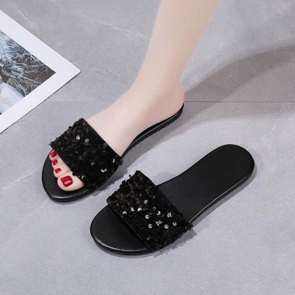 slippers 2021 flat heel sequins women anti-slip slides shoes summer outdoor beach soft sole sandals slipper female flip flop, Black
slippers 2021 flat heel sequins women anti-slip slides shoes summer outdoor beach soft sole sandals slipper female flip flop, Black
