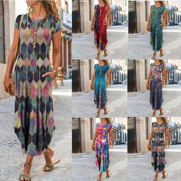 vintage party floral print womens dresses short sleeve summer plus size sundress pocket beach long, Black;gray
vintage party floral print womens dresses short sleeve summer plus size sundress pocket beach long, Black;gray