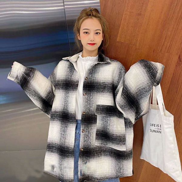women's trench coats woollen plaid jacket long lanter sleeve pocket turn-down collar single breasted female coat winter sweet gir, Tan;black
women's trench coats woollen plaid jacket long lanter sleeve pocket turn-down collar single breasted female coat winter sweet gir, Tan;black