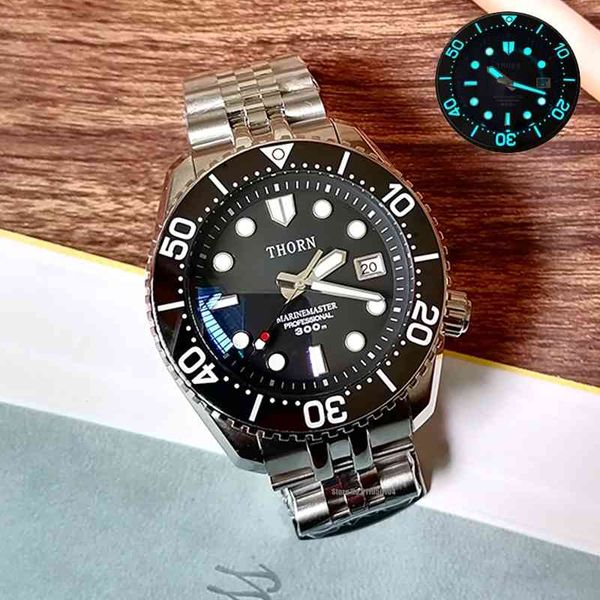 watch thorn big mm automatic mechanical diving men's water ghost blue luminous 300m waterproof lx series, Slivery;brown
watch thorn big mm automatic mechanical diving men's water ghost blue luminous 300m waterproof lx series, Slivery;brown