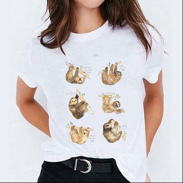 sloth animal funny printing fashion womens print graphic tee, White 
sloth animal funny printing fashion womens print graphic tee, White