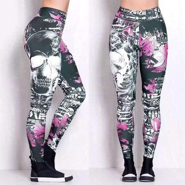 high waist sport leggings women fashion skull printed skinny slim pants squat proof women's, Black
high waist sport leggings women fashion skull printed skinny slim pants squat proof women's, Black